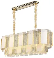 Люстра подвесная Agati WE124.14.323 Wertmark прозрачная белая на 14 ламп, основание золотое в стиле арт-деко 
