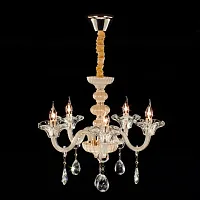 Люстра подвесная Ирида CL351151 Citilux прозрачная на 5 ламп, основание жёлтое золотое в стиле классический Люстра подвесная Ирида CL351151 Citilux прозрачная на 5 ламп, основание жёлтое золотое в стиле классический