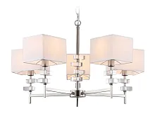 Люстра подвесная LH71321 Ambrella light белая на 5 ламп, основание никель в стиле классический Люстра подвесная LH71321 Ambrella light белая на 5 ламп, основание никель в стиле классический