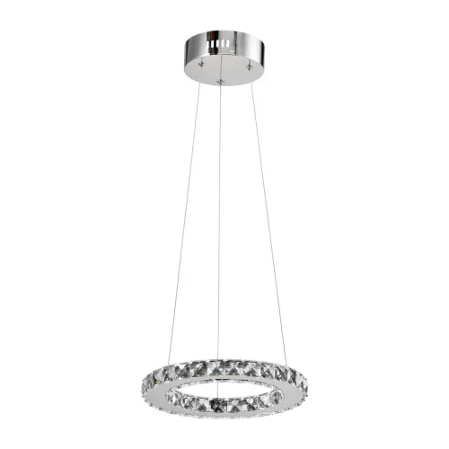 Светильник подвесной LED Edito V1580-PL Moderli прозрачный 1 лампа, основание хром в стиле хай-тек кольца фото 3