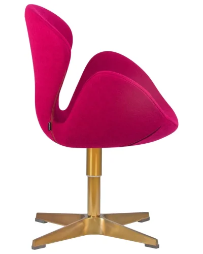 Кресло дизайнерское  69A-LMO SWAN, цвет сиденья бордовый (AF5), цвет основания золото Dobrin, бордовый/ткань, ножки/металл/золотой, размеры - ****710*600 фото 3