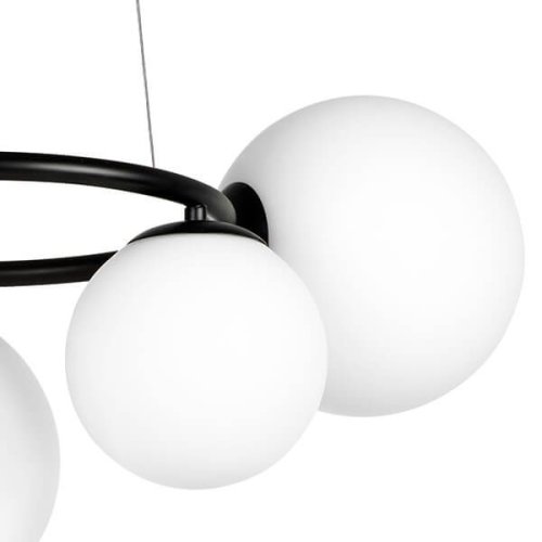 Люстра подвесная Globo 815057 Lightstar белая на 5 ламп, основание чёрное в стиле арт-деко шар фото 7