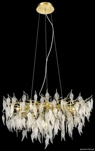 Люстра подвесная Daniela WE182.12.403 Wertmark прозрачная на 12 ламп, основание матовое золото в стиле флористика современный ветви