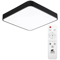 Светильник потолочный LED A2663PL-1BK Arte Lamp белый 1 лампа, основание чёрное в стиле современный с пультом квадраты