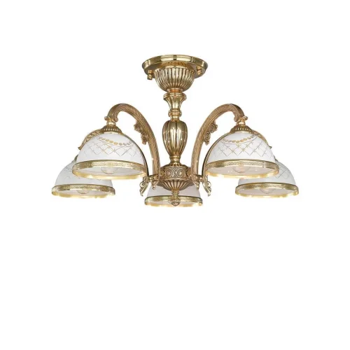 Люстра потолочная  PL 7122/5 Reccagni Angelo белая на 5 ламп, основание золотое в стиле классический 