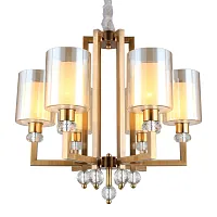 Люстра подвесная Maranello OML-80003-06 Omnilux прозрачная на 6 ламп, основание золотое в стиле классический 