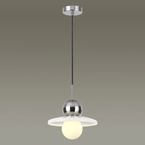 Светильник подвесной Hatty 5014/1A Odeon Light белый 1 лампа, основание хром в стиле современный  фото 4