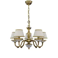Люстра подвесная L 6402/5 Reccagni Angelo белая на 5 ламп, основание античное бронза в стиле классический Люстра подвесная L 6402/5 Reccagni Angelo белая на 5 ламп, основание античное бронза в стиле классический