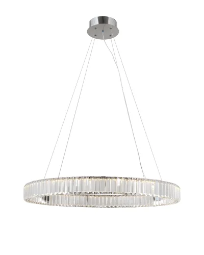 Люстра подвесная LED Asti V10734-PL Moderli прозрачная на 1 лампа, основание хром в стиле классический современный кольца