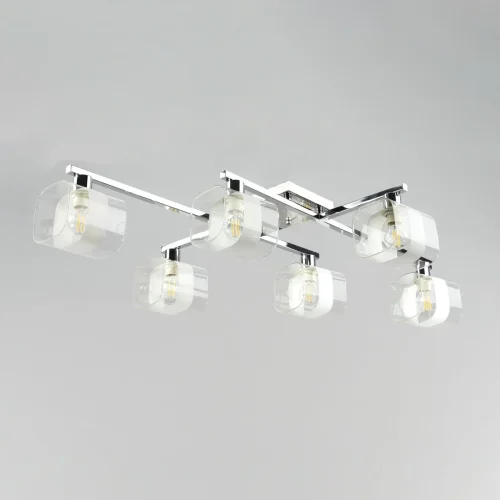 Люстра потолочная Вирта CL139161 Citilux прозрачная на 6 ламп, основание хром в стиле современный  фото 3