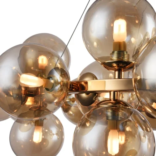 Люстра подвесная Dallas MOD548PL-25G Maytoni бежевая прозрачная янтарная на 25 ламп, основание золотое в стиле современный молекула шар фото 2