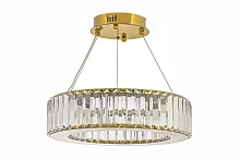 Люстра подвесная хрустальная LED Anzio L 1.5.40.100 G Arti Lampadari прозрачная на 1 лампа, основание золотое в стиле современный кольца