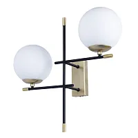 Бра Arkab A2225AP-2BK Arte Lamp белый 2 лампы, основание золотое в стиле модерн молекула шар