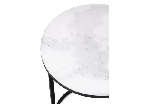Журнальный столик Иберис белый мрамор / черный 500011 Woodville столешница белая из стекло фото 2