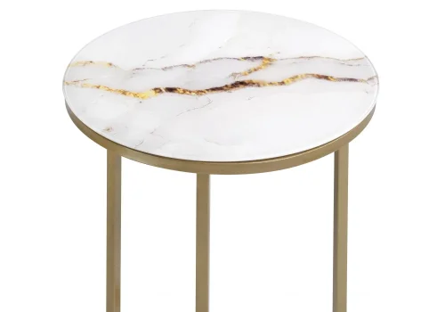 Журнальный столик Иберис круглый белый / золото 500012 Woodville столешница белая из стекло фото 3