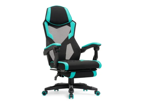 Компьютерное кресло Brun tiffany / black 15400 Woodville, голубой чёрный/сетка ткань, ножки/пластик/чёрный, размеры - *1200***610* фото 2