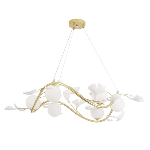 Люстра подвесная COLIBRI SP6 GOLD Crystal Lux белая на 6 ламп, основание золотое в стиле флористика шар