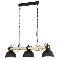 Светильник подвесной лофт Lubenham 43163 Eglo чёрный 3 лампы, основание коричневое чёрное в стиле кантри лофт 