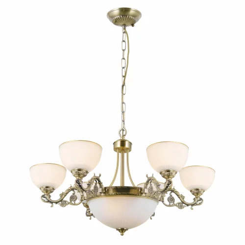 Люстра подвесная Адриана CL405293 Citilux белая на 6 ламп, основание бронзовое в стиле классический 