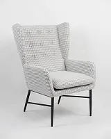Кресло Мэйден гусиная лапка, серый УТ000037093 Stool Group, серый/велюр, ножки/металл/чёрный, размеры - *970***660*730мм