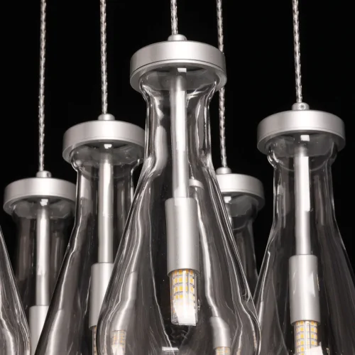 Светильник подвесной Крайс 657014007 DeMarkt прозрачный 7 ламп, основание серебряное в стиле современный каскад фото 6