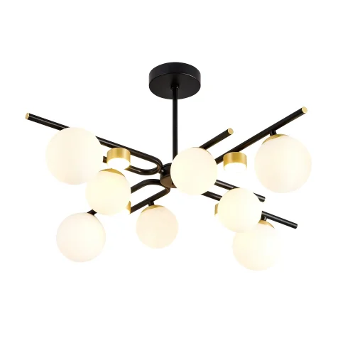 Люстра потолочная Soffiato 3048-8P Favourite белая на 8 ламп, основание чёрное в стиле современный шар