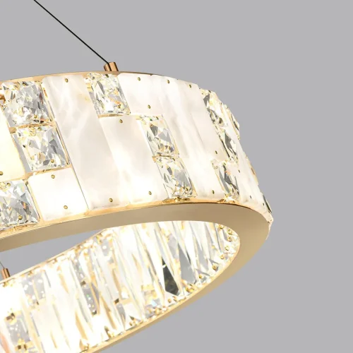 Люстра подвесная LED Crossa 5072/80L Odeon Light белая прозрачная на 1 лампа, основание золотое в стиле современный кольца фото 5