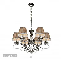 Люстра подвесная Holiday RM6116/6CR iLamp коричневая на 6 ламп, основание хром в стиле современный американский 