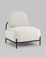 Кресло Стоун ткань букле молочный УТ000036909 Stool Group, белый/ткань, ножки/металл/чёрный, размеры - *780***710*680мм