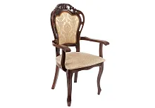 Деревянный стул Bronte вишня с патиной /  бежевый 438335 Woodville, бежевый/ткань, ножки/массив бука дерево/вишня, размеры - ****590*550