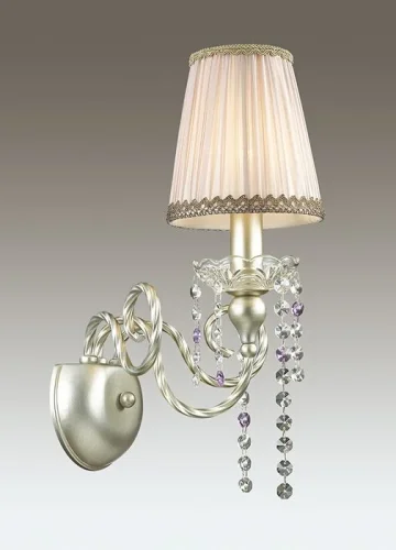 Бра AURELIA 3390/1W Odeon Light бежевый розовый на 1 лампа, основание золотое серебряное в стиле классический  фото 3