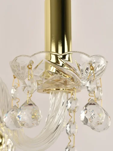 Бра 108B/3/141 G Bohemia Ivele Crystal без плафона на 3 лампы, основание золотое прозрачное в стиле классический balls фото 3