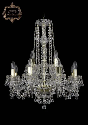 Люстра подвесная хрустальная 11.26.8+4.200.h-66.Gd.B Bohemia Art Classic прозрачная на 12 ламп, основание золотое в стиле классический 