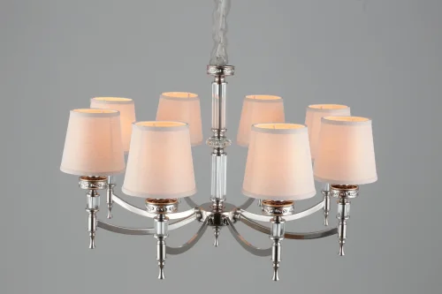 Люстра подвесная Maranza OML-87203-08 Omnilux бежевая на 8 ламп, основание серебряное в стиле классический  фото 6