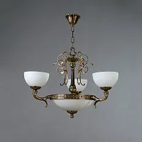 Люстра подвесная  TOLEDO 02155/3 PB AMBIENTE by BRIZZI белая на 6 ламп, основание бронзовое в стиле классический 