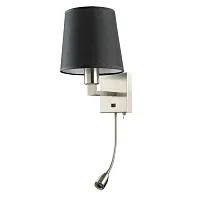 Бра с выключателем Hall A9246AP-2SS Arte Lamp чёрный 1 лампа, основание матовое серебро в стиле современный гибкая ножка для чтения