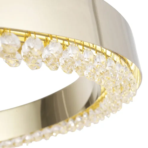 Люстра подвесная LED SATURN SP90W LED GOLD Crystal Lux прозрачная на 1 лампа, основание золотое в стиле современный кольца фото 2