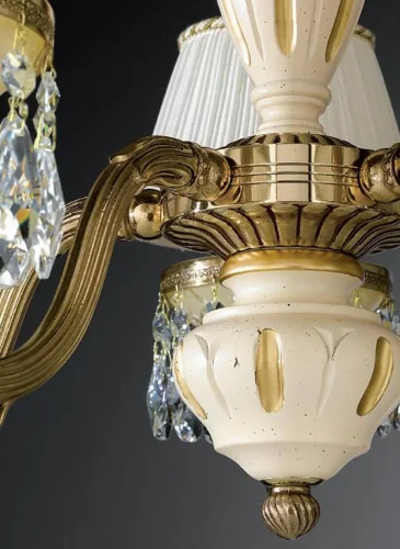 Люстра подвесная  L 6706/5 Reccagni Angelo белая жёлтая на 5 ламп, основание золотое в стиле классический кантри  фото 2