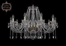Люстра подвесная хрустальная 11.12.10.300.Gd.Sp Богемиа Арт Классик прозрачная на 10 ламп, основание золотое в стиле классический Люстра подвесная хрустальная 11.12.10.300.Gd.Sp Богемиа Арт Классик прозрачная на 10 ламп, основание золотое в стиле классический