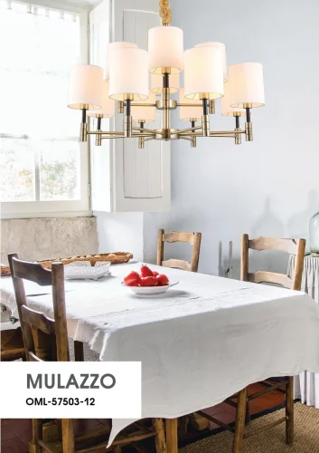 Люстра подвесная Mulazzo OML-57503-12 Omnilux белая на 12 ламп, основание бронзовое в стиле классический  фото 2