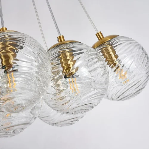 Люстра подвесная Elica 4056-6P Favourite прозрачная на 6 ламп, основание латунь в стиле современный шар фото 6
