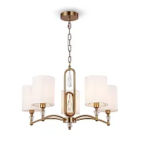 Люстра подвесная Riverside FR1007PL-05BS Freya белая на 5 ламп, основание латунь в стиле классический американский Люстра подвесная Riverside FR1007PL-05BS Freya белая на 5 ламп, основание латунь в стиле классический американский