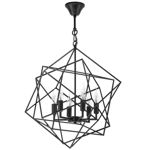 Люстра подвесная лофт Gabbia 732267 Lightstar чёрная без плафона на 6 ламп, основание чёрное в стиле лофт современный 