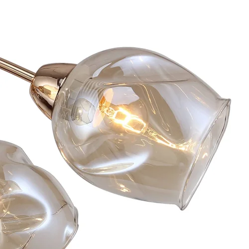 Люстра потолочная Bento 2190-6U F-promo янтарная прозрачная на 6 ламп, основание золотое в стиле классический современный  фото 2