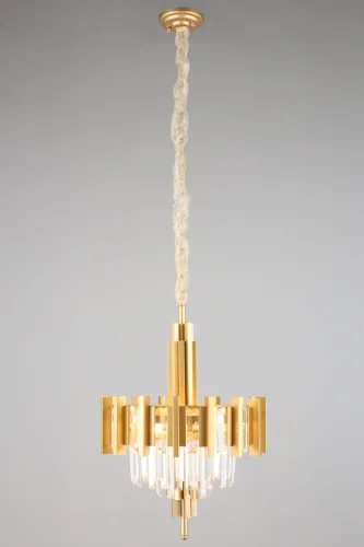 Люстра подвесная Gaeta OML-69703-06 Omnilux прозрачная на 6 ламп, основание матовое золото в стиле классический  фото 2