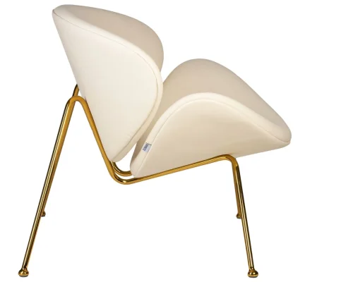Кресло дизайнерское 72-LMO EMILY, цвет сиденья белый YP17, цвет основания золотой Dobrin, белый/винил, ножки/металл/золотой, размеры - ****810*780 фото 3