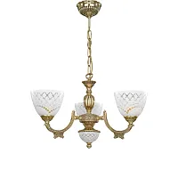 Люстра подвесная  L 7152/3 Reccagni Angelo белая на 3 лампы, основание золотое в стиле классический 