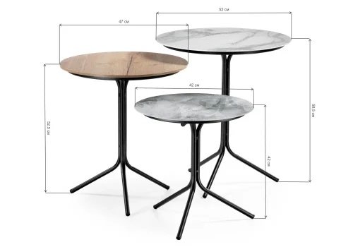 Комплект столиков Рускус белый мрамор / серый мрамор / галифакс 500013 Woodville столешница коричневая из стекло фото 5