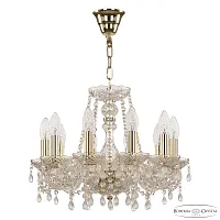 Люстра подвесная 112/10/141 G V0300 Bohemia Ivele Crystal без плафона на 10 ламп, основание золотое прозрачное в стиле классический виноград