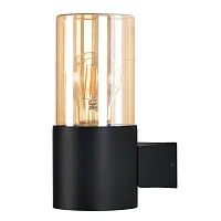 Настенный светильник Seginus A6515AL-1BK Arte Lamp уличный IP54 чёрный 1 лампа, плафон янтарный в стиле современный E27